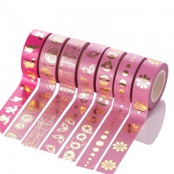 2pc Metallic Gold Blue Pink White Black Craft Washi Paper Tape Scrapbook Sticker