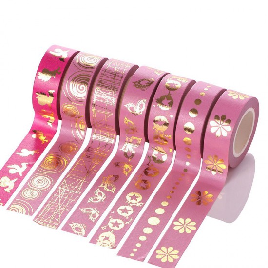 2pc Metallic Gold Blue Pink White Black Craft Washi Paper Tape Scrapbook Sticker