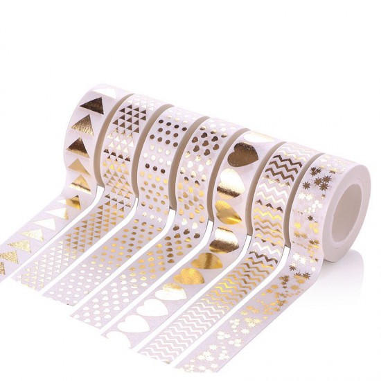 2pc Metallic Gold Blue Pink White Black Craft Washi Paper Tape Scrapbook Sticker