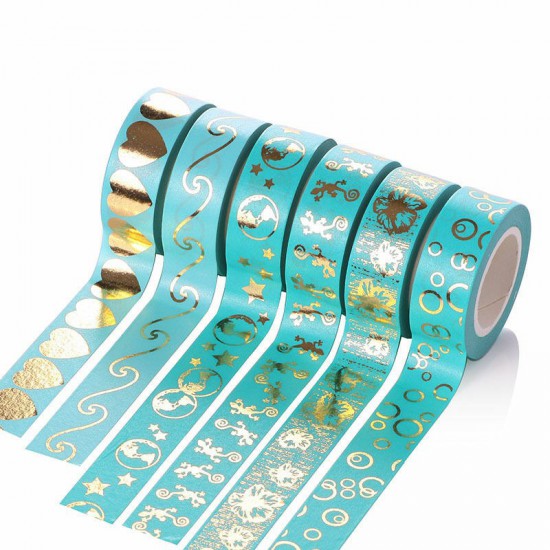 2pc Metallic Gold Blue Pink White Black Craft Washi Paper Tape Scrapbook Sticker