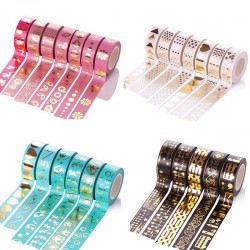 2pc Metallic Gold Blue Pink White Black Craft Washi Paper Tape Scrapbook Sticker
