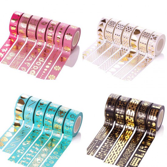2pc Metallic Gold Blue Pink White Black Craft Washi Paper Tape Scrapbook Sticker