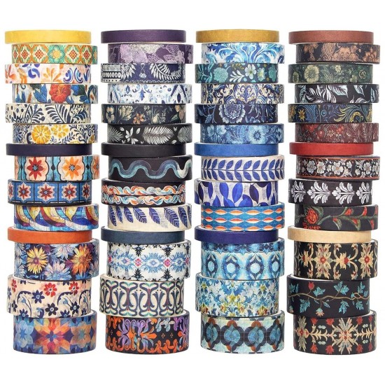 Floral Washi Tape Set, 56 Rolls Decorative Masking Tape for Journals & Crafts