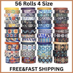 Floral Washi Tape Set, 56 Rolls Decorative Masking Tape for Journals & Crafts