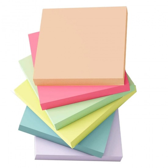 6 Pcs Fluorescent Color 3 x 3 Inch Sticky Note Pads Stickers Planner Sticker N