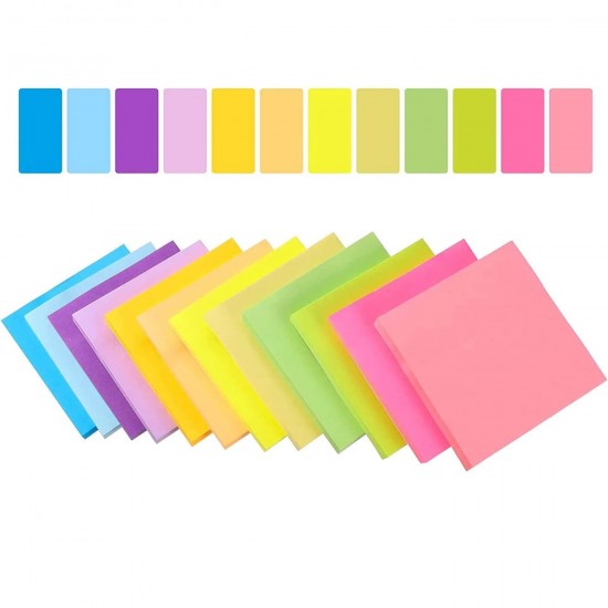 6 Pcs Fluorescent Color 3 x 3 Inch Sticky Note Pads Stickers Planner Sticker N