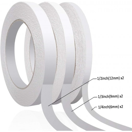 236 Yards Double Sided Tape for Crafts, 6 Rolls Two Sided Tapes for Arts