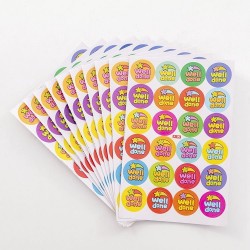 10 Sheet Well Done - School Teacher Parents Reward Stickers Child Kid Label 20mm