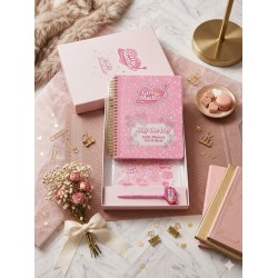Girl Math Daily Planner Notebook Journal Gift Set W Pen & Stickers Pink