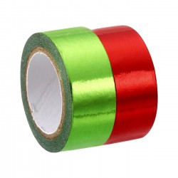 Metallic Washi Tape 15mm X 5m, 2 Pack Art Tapes Washi Self-Adhesive Green, Red