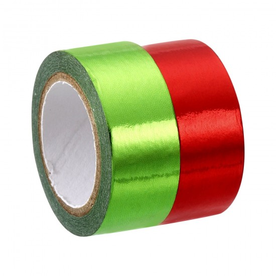 Metallic Washi Tape 15mm X 5m, 2 Pack Art Tapes Washi Self-Adhesive Green, Red