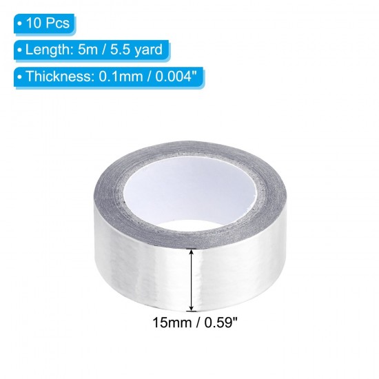 Metallic Washi Tape 15mm X 5m, 10 Pack Art Tapes Washi Self-Adhesive Silver Tone