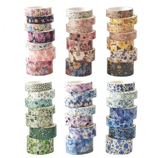 42 Rolls Vintage Floral Washi Tape Set - Decorative Tape for Scrapbooking, Journ
