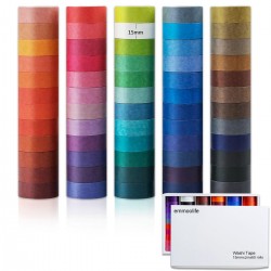 60 Rolls Washi Tape Set 15mm Wide Rainbow Colored Painters Masking Tape Supplies