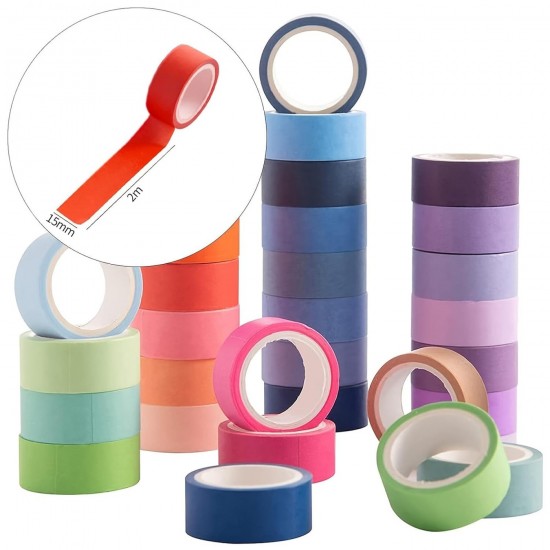 60 Rolls Washi Tape Set 15mm Wide Rainbow Colored Painters Masking Tape Supplies