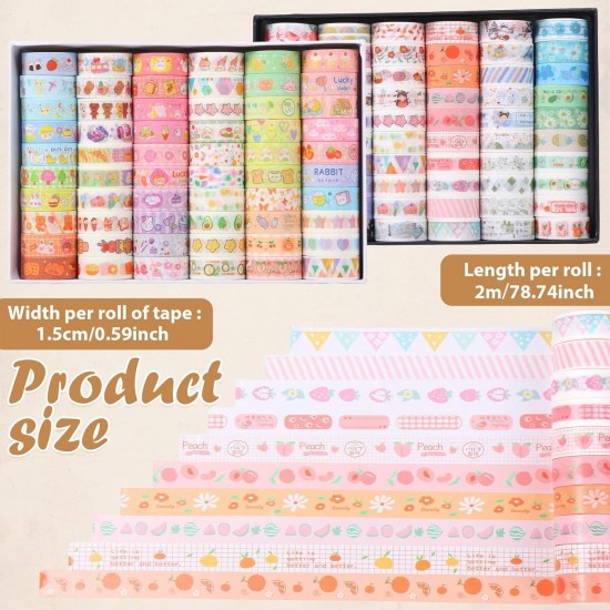120 Roll Cute Washi Tape Set Aesthetic Masking Tape for Journaling Supplies