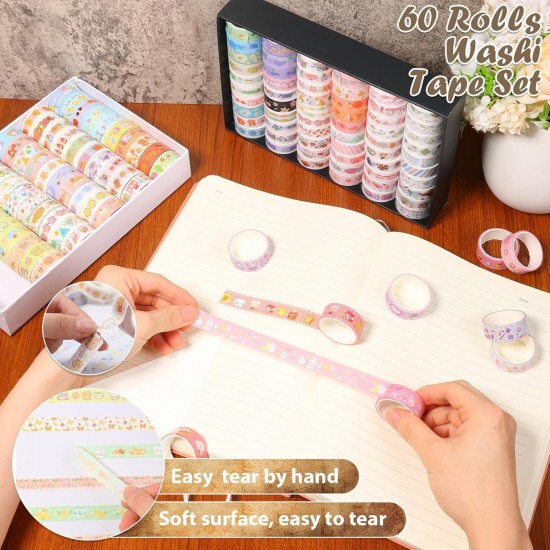 120 Roll Cute Washi Tape Set Aesthetic Masking Tape for Journaling Supplies
