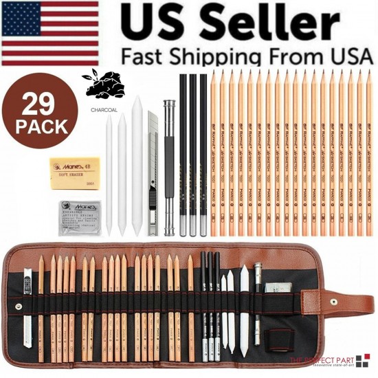 29pcs Professional Drawing Artist Kit Set Pencils and Sketch Charcoal Art Tools