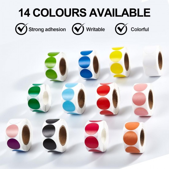 1000 Pcs Dot Stickers 1 Inch Circle Round Coding Labels, Color Sticky Dots Ya
