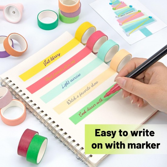 30 Rolls Washi Tape Set Decorative Colored Scrapbook Craft Journaling Tape