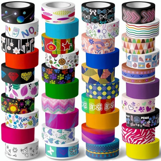40 Rolls Washi Tape Set 15mm Wide Colored Decorative for Crafts Scrapbooking