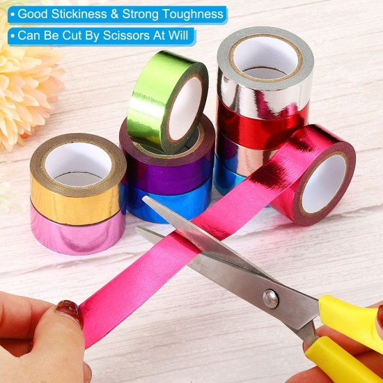 2 Pack Metallic Washi Tape 15mm X 5m Art Tapes Washi Self-Adhesive Green Red