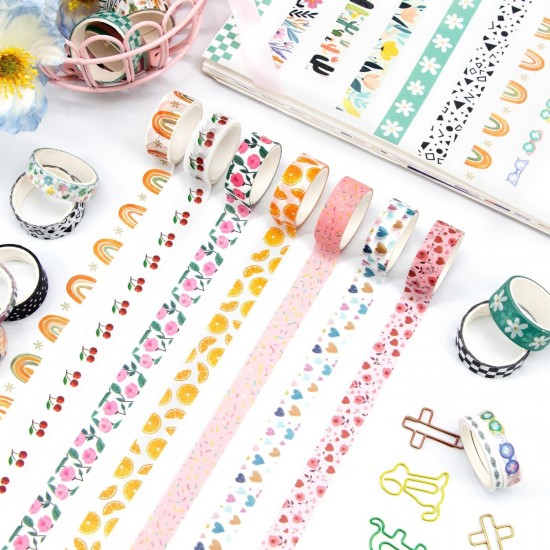 55 Rolls Washi Tape Set Holiday Bohemian Decorative Tape Scrapbooking