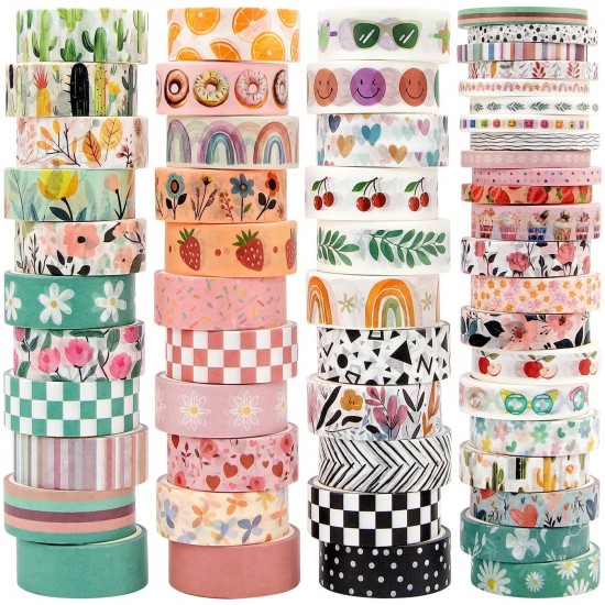 55 Rolls Washi Tape Set Holiday Bohemian Decorative Tape Scrapbooking