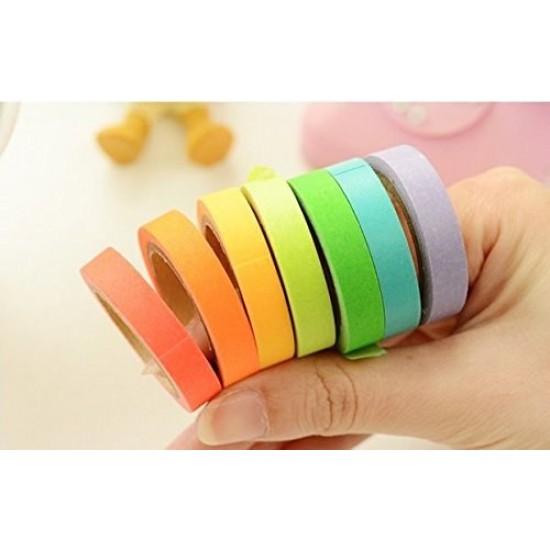 10pc Rainbow Writable Washi Tape Set Colorful Adhesive Masking Craft Tape Roll