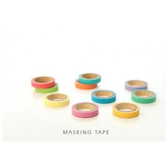 10pc Rainbow Writable Washi Tape Set Colorful Adhesive Masking Craft Tape Roll