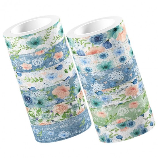 12 Rolls Floral Design Washi Tape Decorative Scrapbooking Tape for Crafts