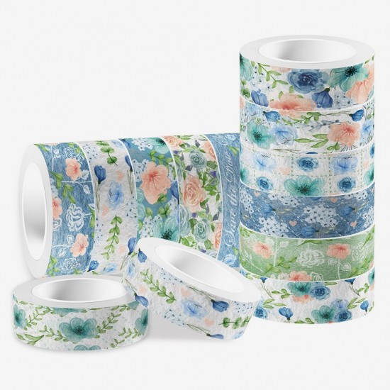 12 Rolls Floral Design Washi Tape Decorative Scrapbooking Tape for Crafts
