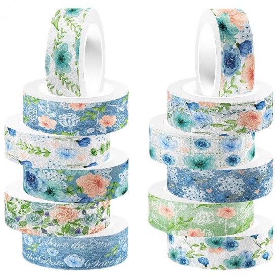 12 Rolls Floral Design Washi Tape Decorative Scrapbooking Tape for Crafts