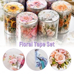 8 Rolls Floral Pet Tape Set Decorative Tape for Crafts Journaling Scrapbooking