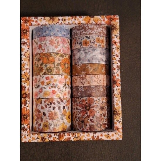 12 Rolls Vintage Decorative Floral Washi Tape Collection Pack E