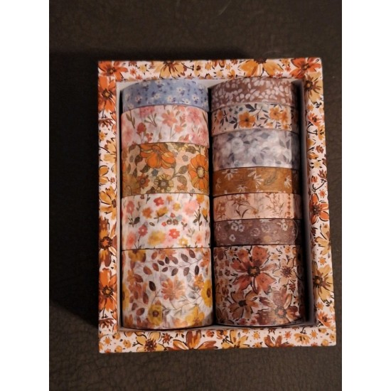 12 Rolls Vintage Decorative Floral Washi Tape Collection Pack E