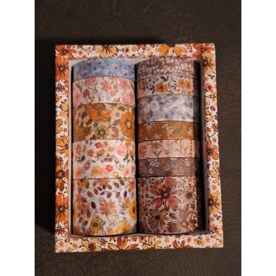 12 Rolls Vintage Decorative Floral Washi Tape Collection Pack E