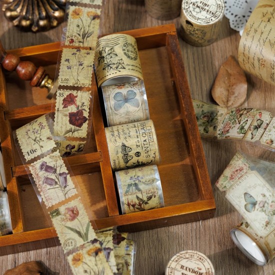 4 Rolls Vintage Washi Die Cut Tape Scrapbooking Journaling DIY Craft Tape