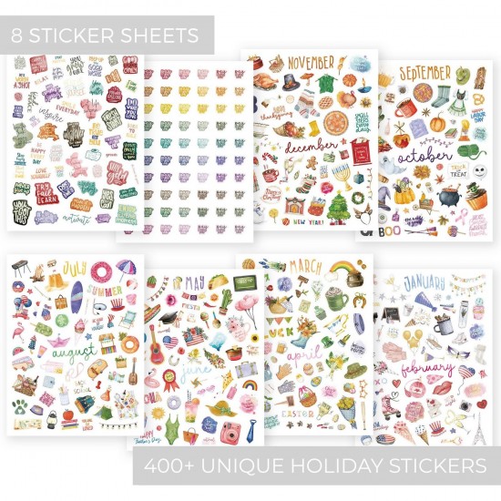 Monthly Planner Stickers - Holiday Sticker Set for Your Calendar