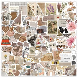 120pcs Vintage Stickers, Waterproof Scrapbook Aesthetic Sticker for Daily Planne