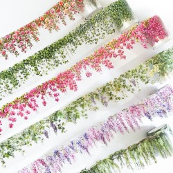 Pet Tape Stickers for Journaling 6 Rolls Pre-Cut Flower Washi Tape Stickers