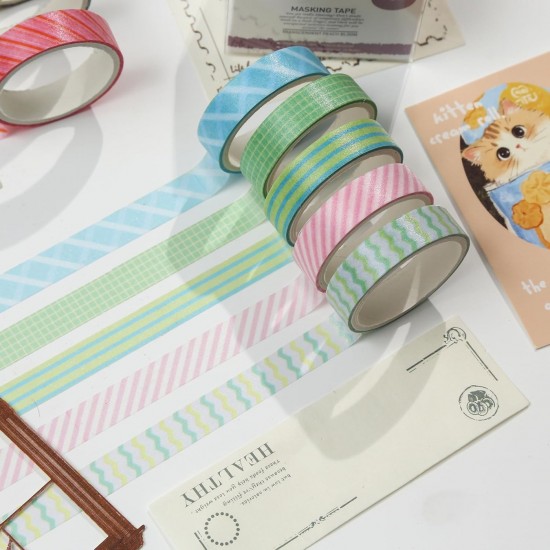 20 Rolls Cute Washi Tape Set Kawaii Basic Patterns Masking Decorative
