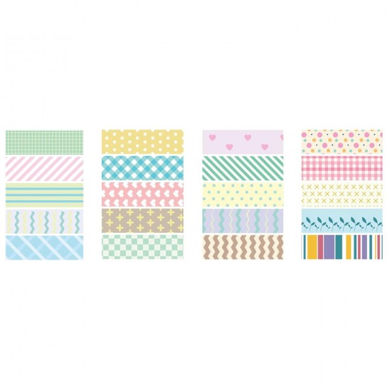 20 Rolls Cute Washi Tape Set Kawaii Basic Patterns Masking Decorative