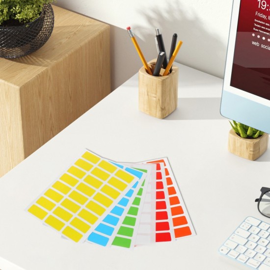 6Packs Small Colored Sticker Labels for Office Organization Writable Surface