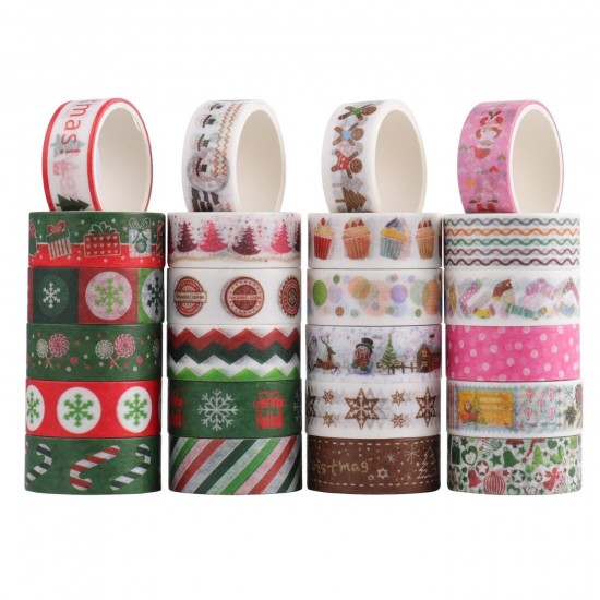 Christmas Decorative Washi Tapes 24 Rolls Pack Holiday Crafting Everyday