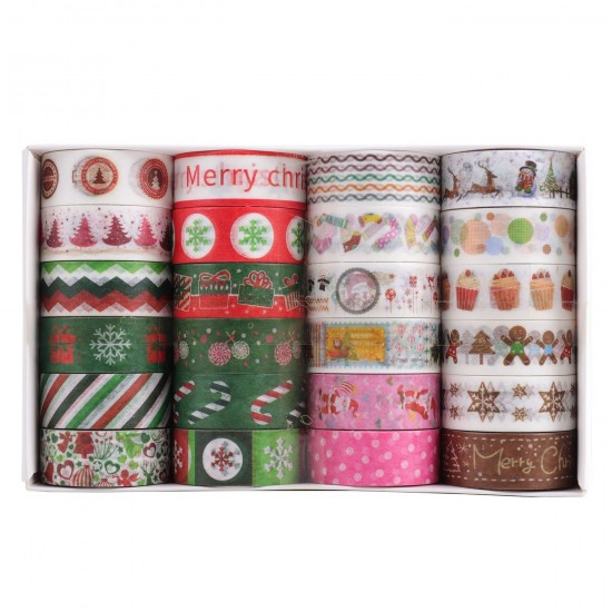 Christmas Decorative Washi Tapes 24 Rolls Pack Holiday Crafting Everyday