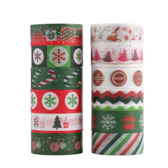 Christmas Decorative Washi Tapes 24 Rolls Pack Holiday Crafting Everyday