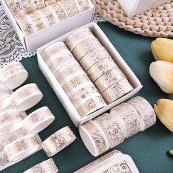 Decorative Gold Foil Washi Tape Set 12 Rolls 15mm X 2 M for Journaling School