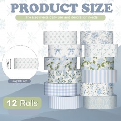 12 Rolls Watercolor Floral Washi Tape Set 15 Mm Vintage Flower Decorative Mas