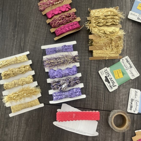 Craft Lot Ribbon Trim Silk Thread Washi Tape Pearls Sewing Scrapbooking